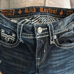 Rock Revival Dark Blue Jeans with Striped Lining
